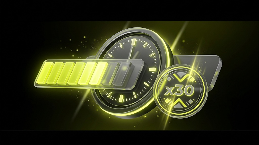 Wagering requirements, progress bar and multiplier indicators.