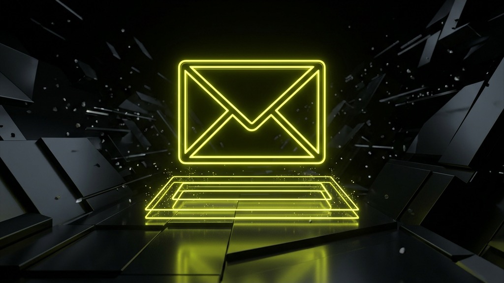 Futuristic abstract envelope representing communication channels